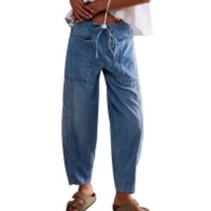 Drawstring barrel legged jeans
